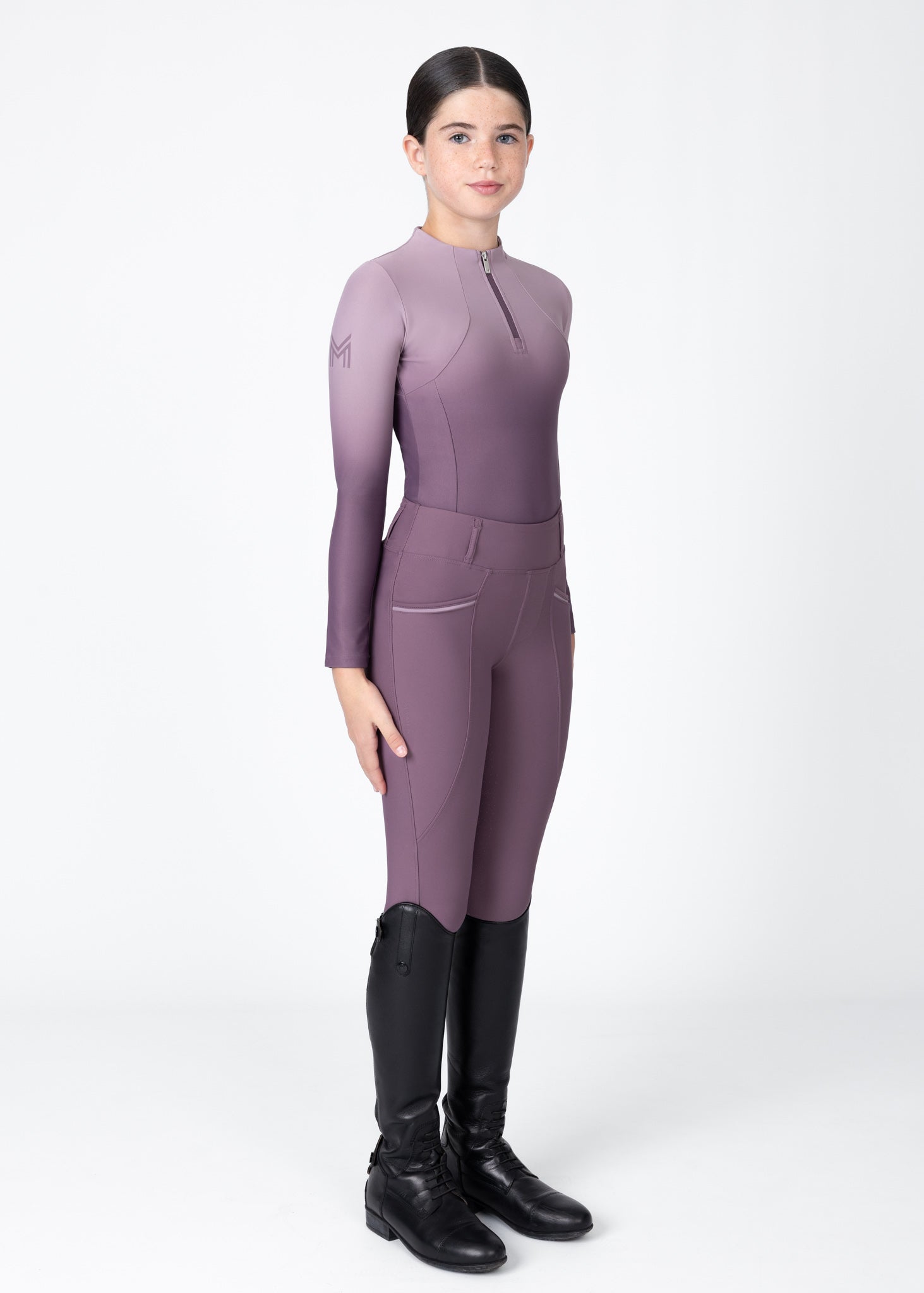 Young Riders - Long Sleeve Base Layer - Ombré (Plum)