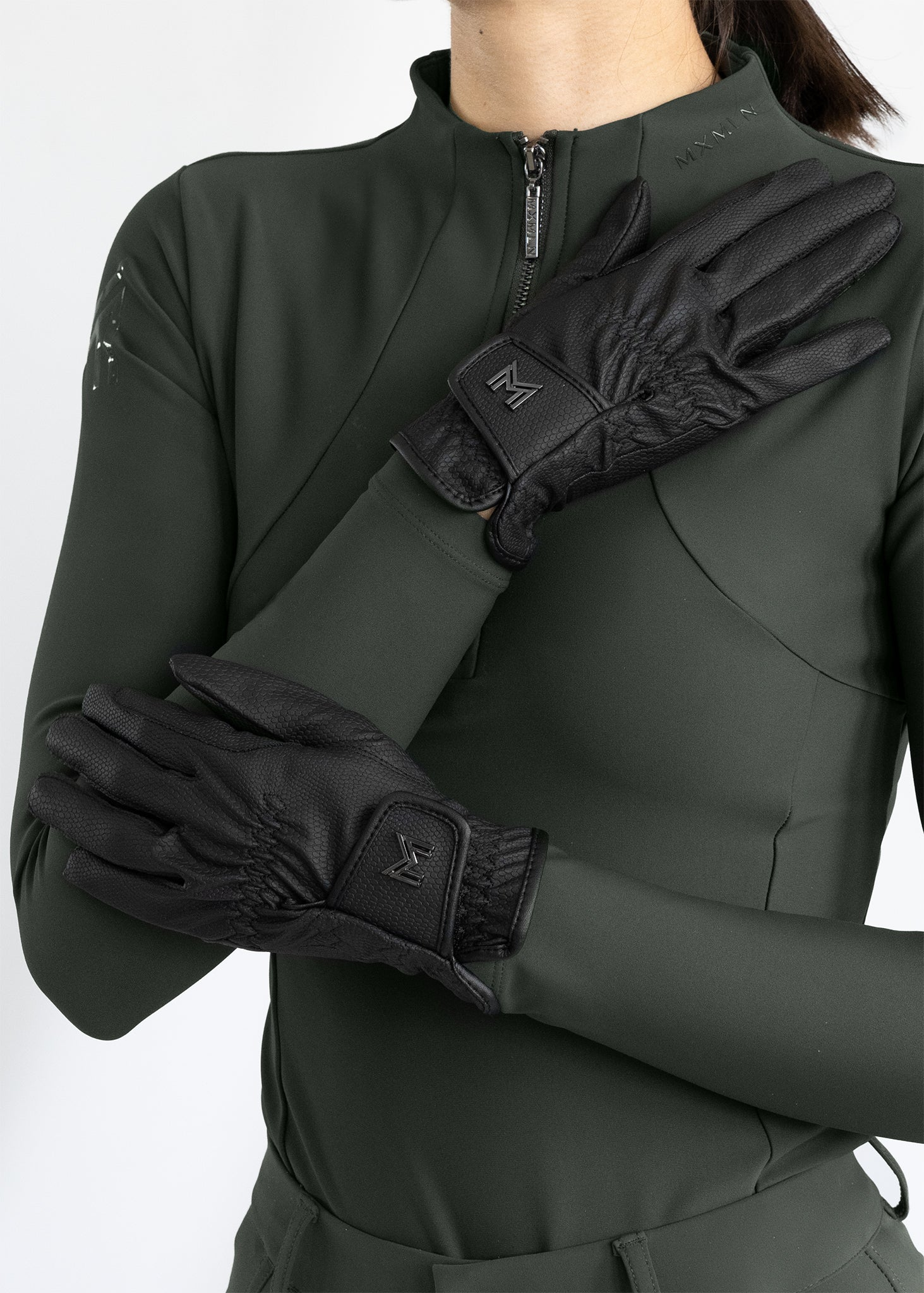 Emblem Riding Gloves - Black