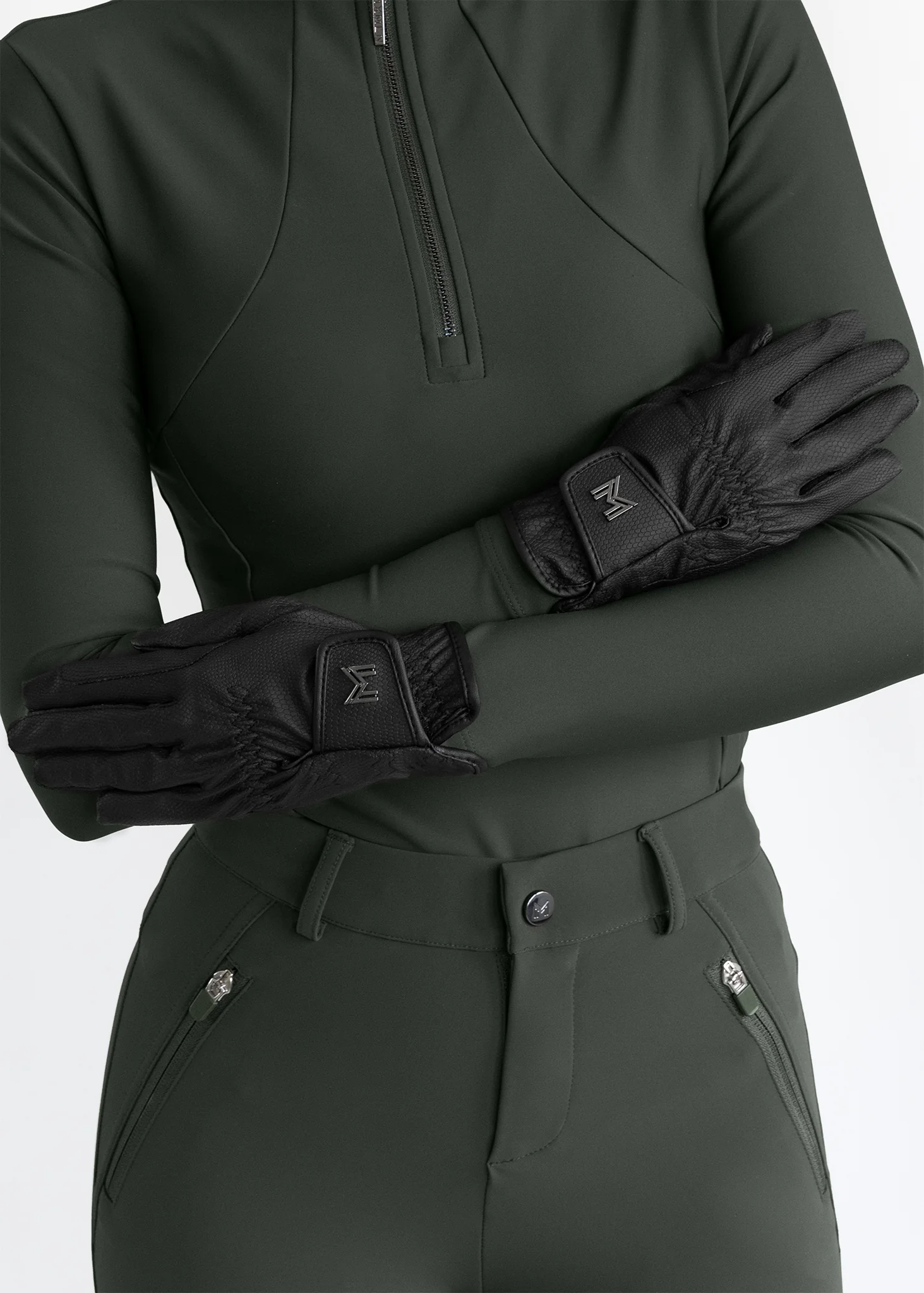 Emblem Riding Gloves - Black