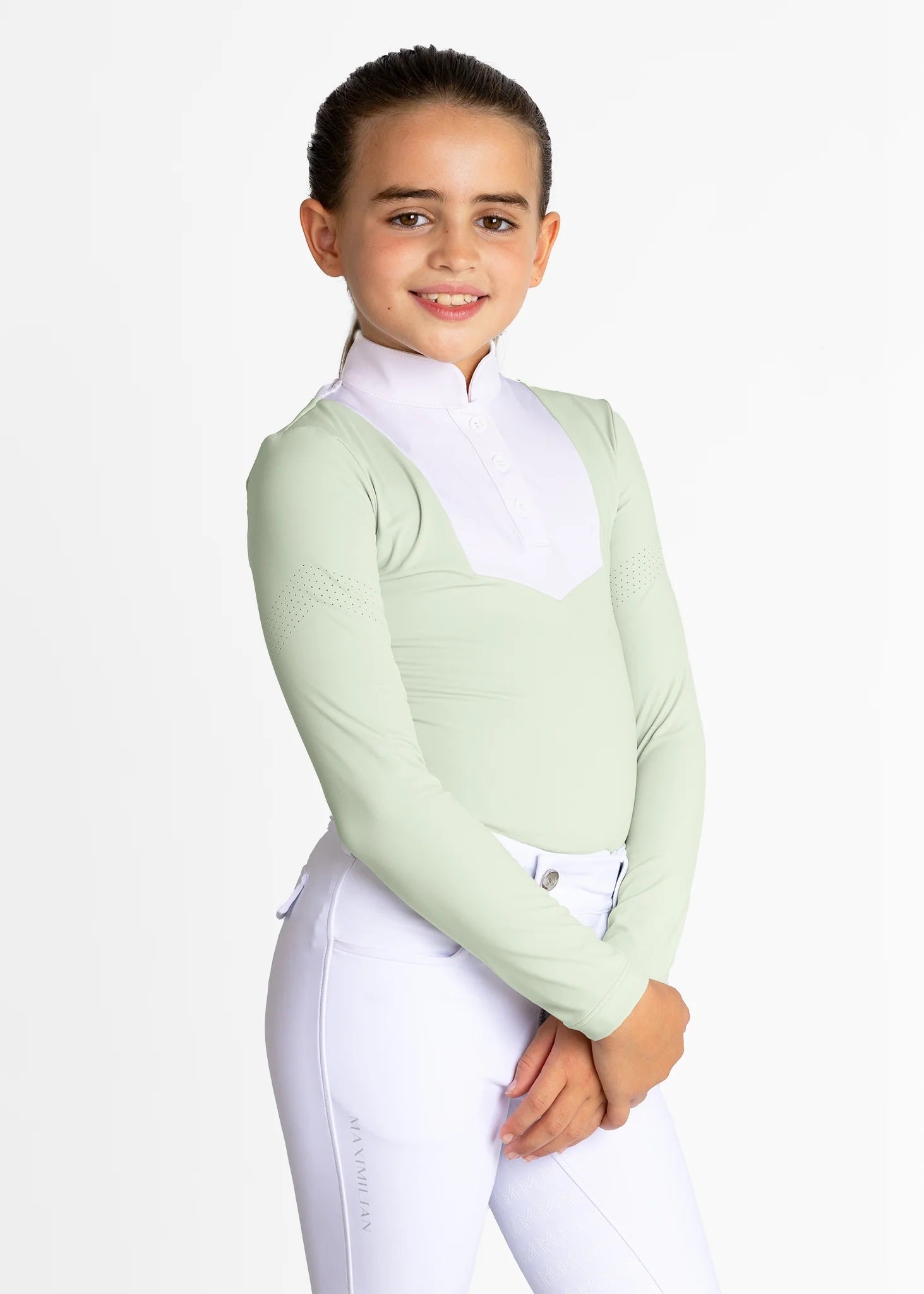 Young Riders - Long Sleeve Sienna Show Shirt - Sage Green