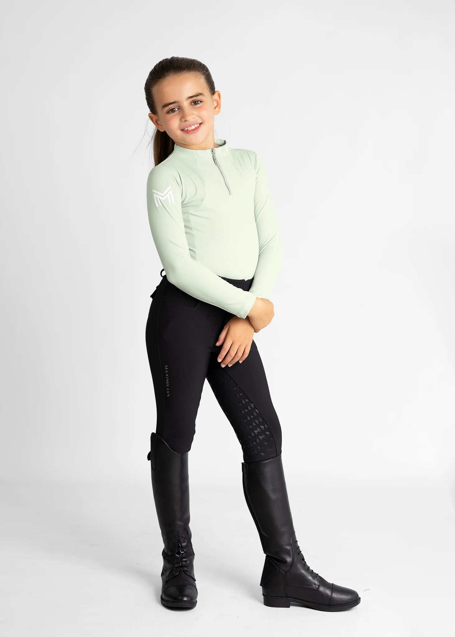Young Riders - Long Sleeve Base Layer - Sage Green