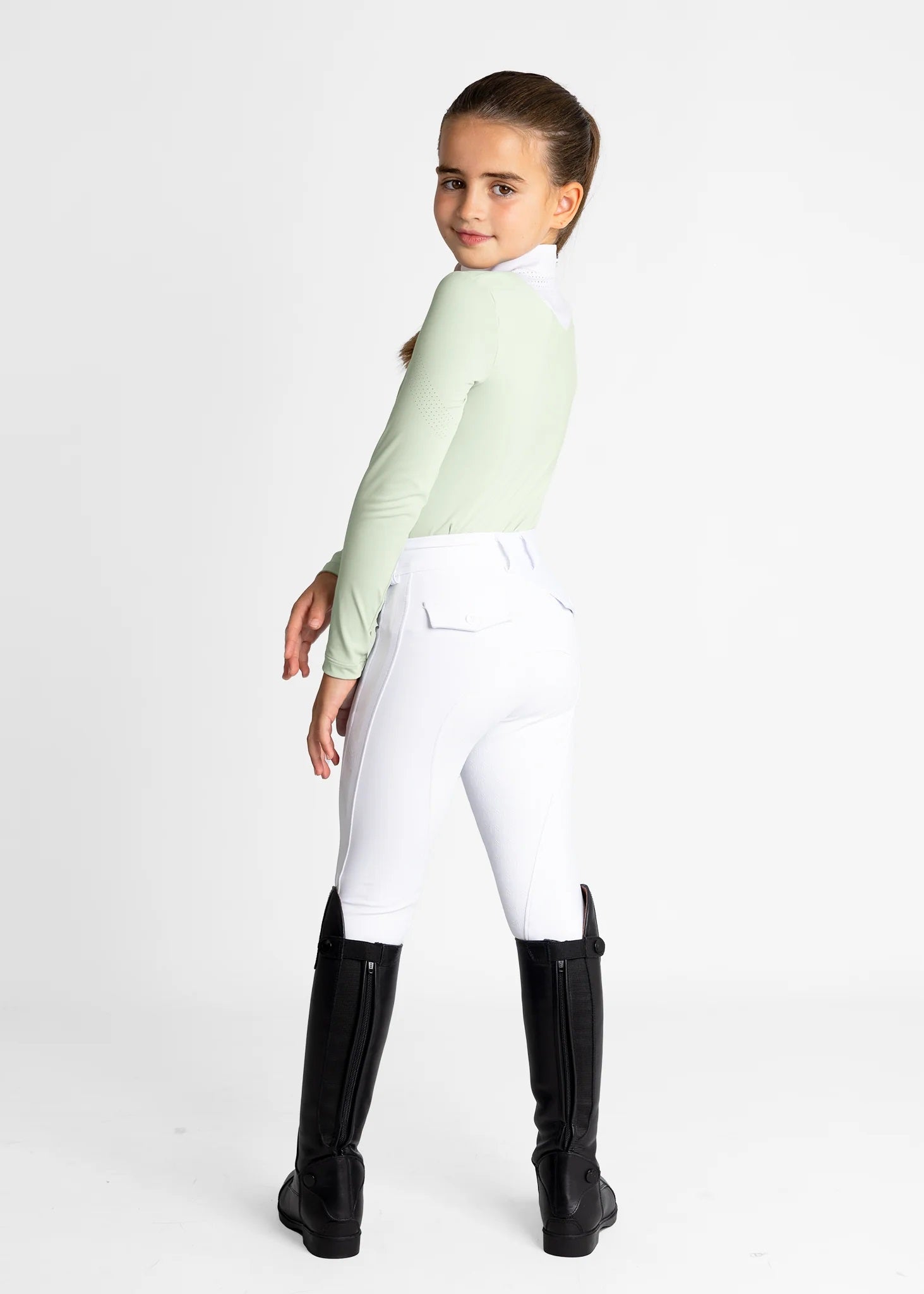 Young Riders - Long Sleeve Sienna Show Shirt - Sage Green