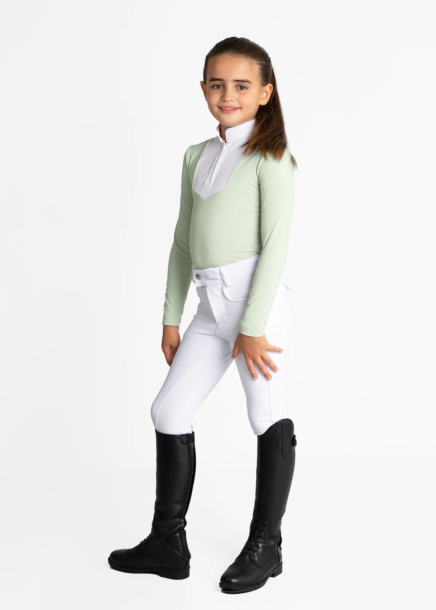 Young Riders - Long Sleeve Sienna Show Shirt - Sage Green