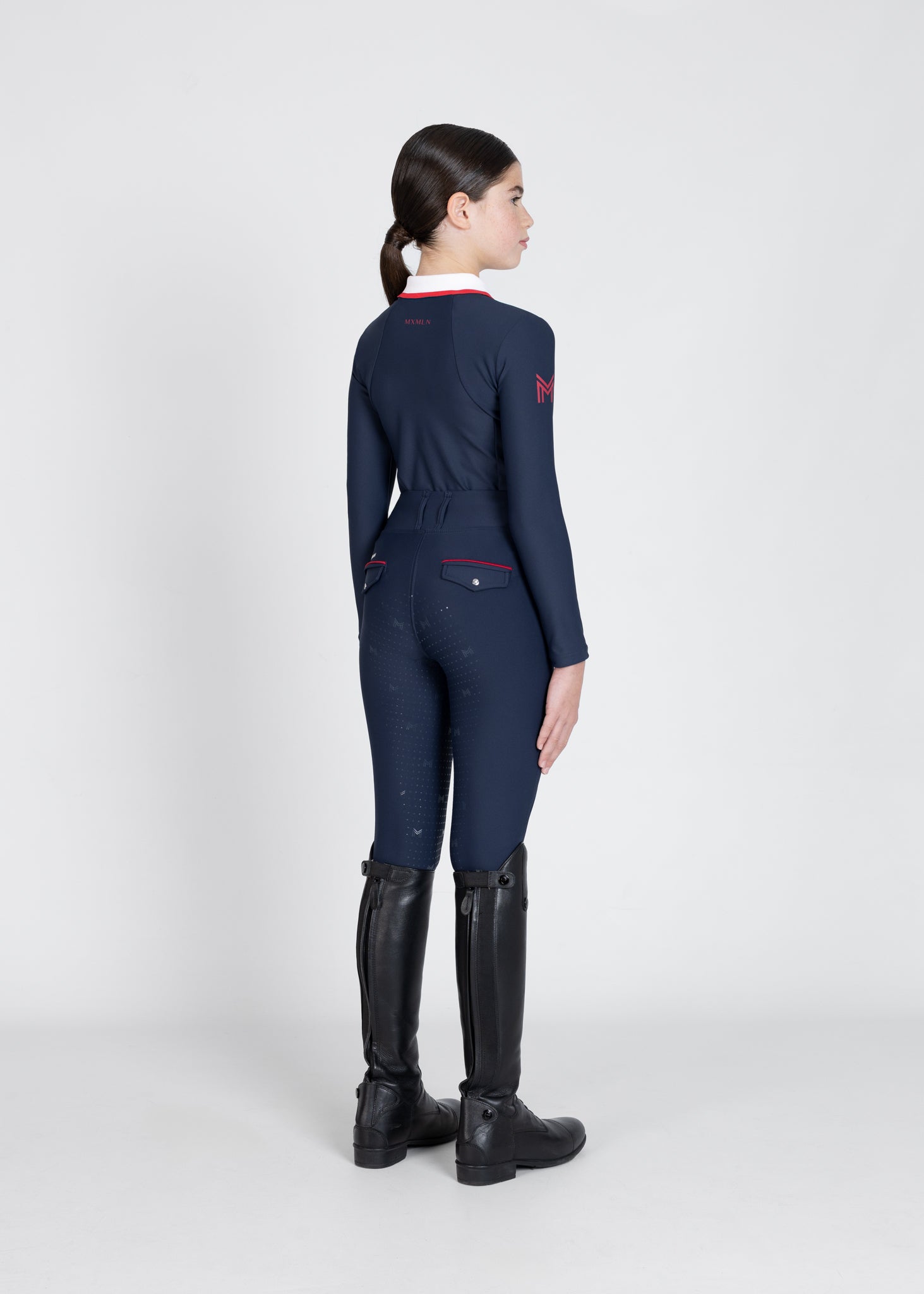 Young Riders - Pro Riding Leggings - Navy/Red