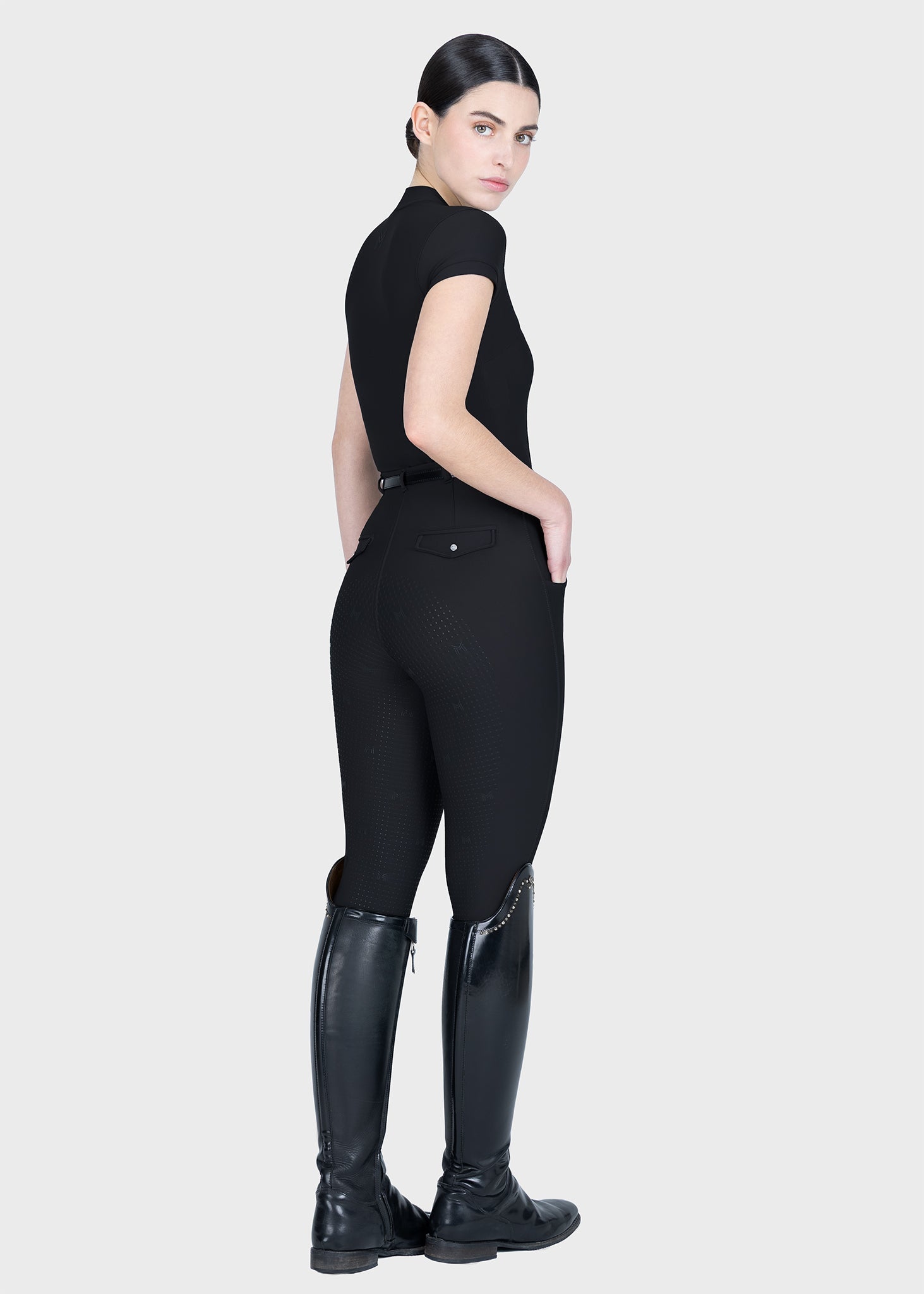 Velya Riding Leggings &amp; Belt - Black/Silver