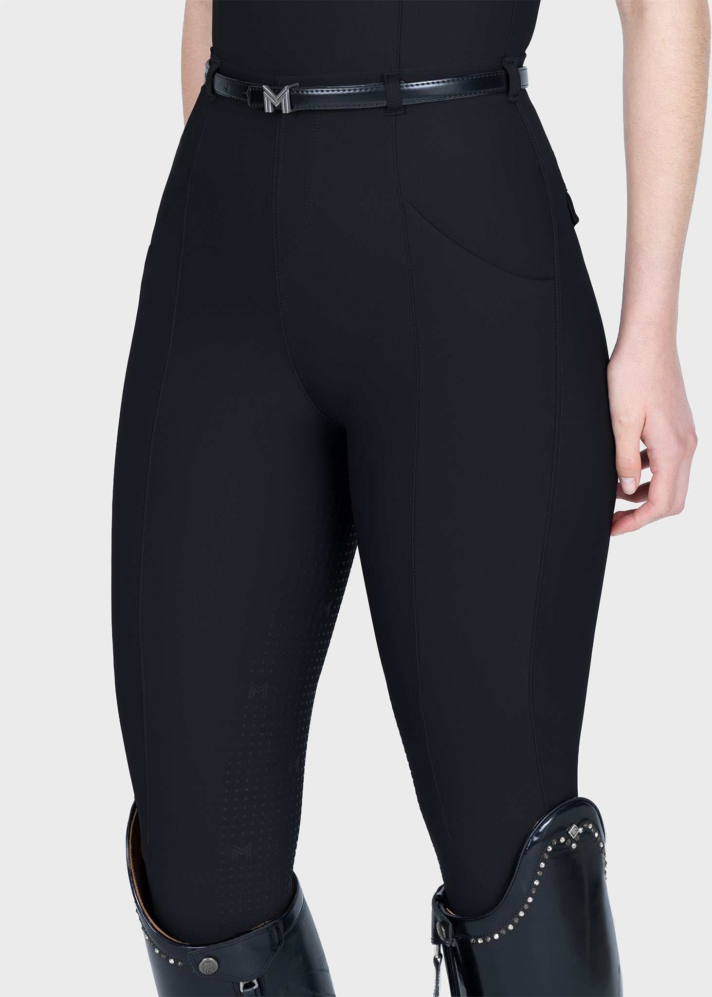 Velya Riding Leggings &amp; Belt - Black/Silver