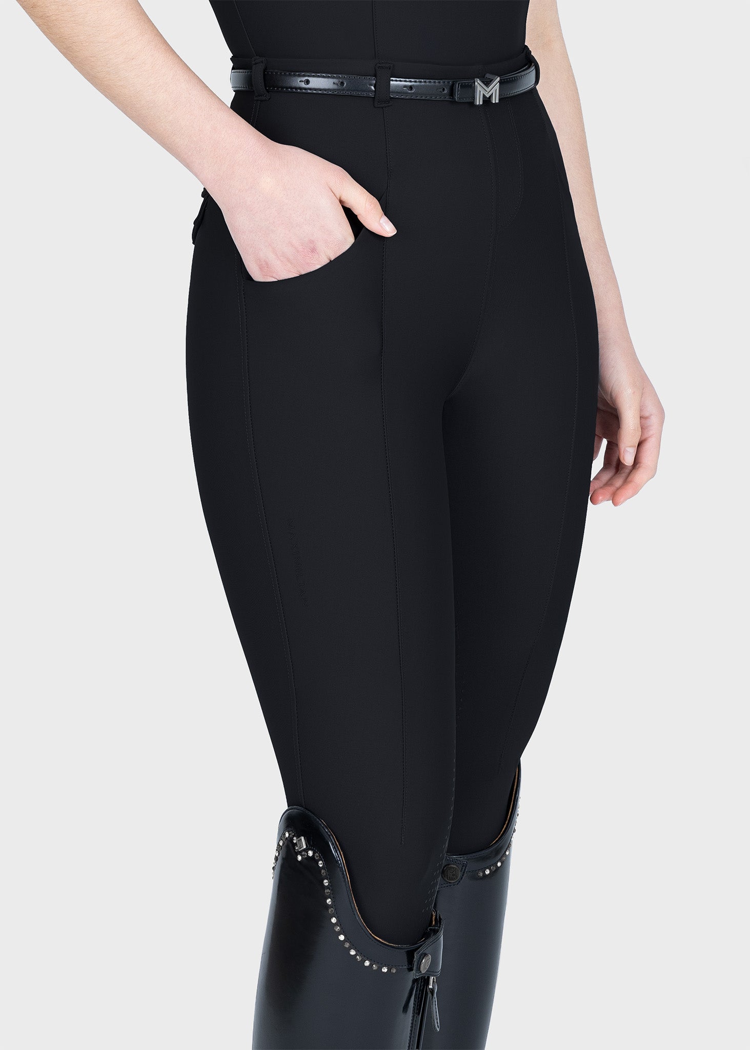 Velya Riding Leggings &amp; Belt - Black/Silver