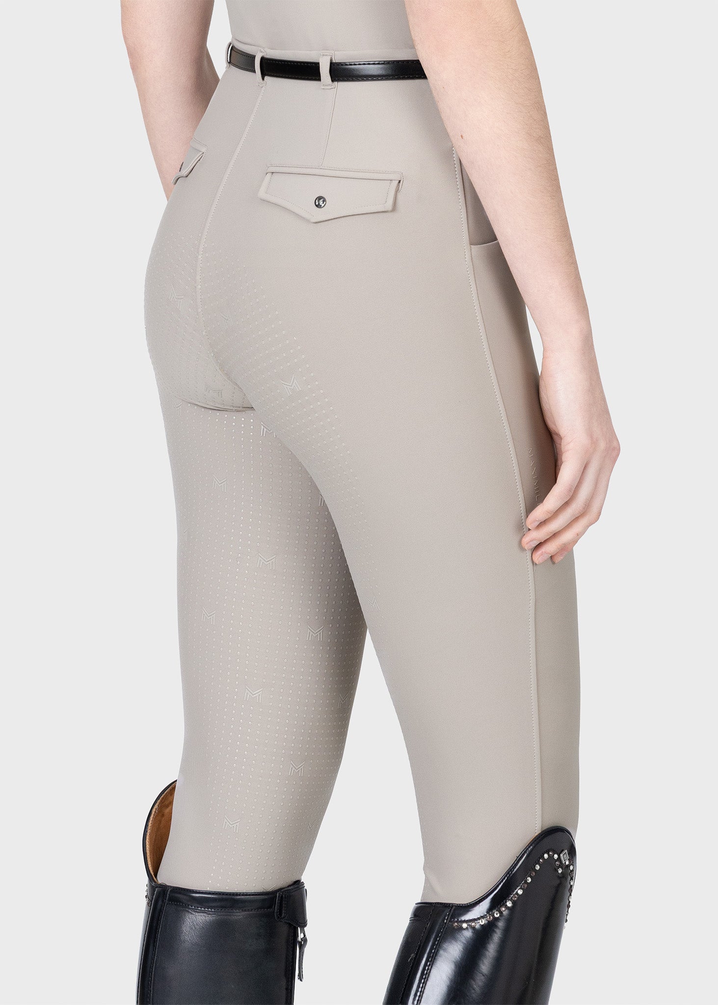 Velya Riding Leggings &amp; Belt - Soft Taupe/Gunmetal