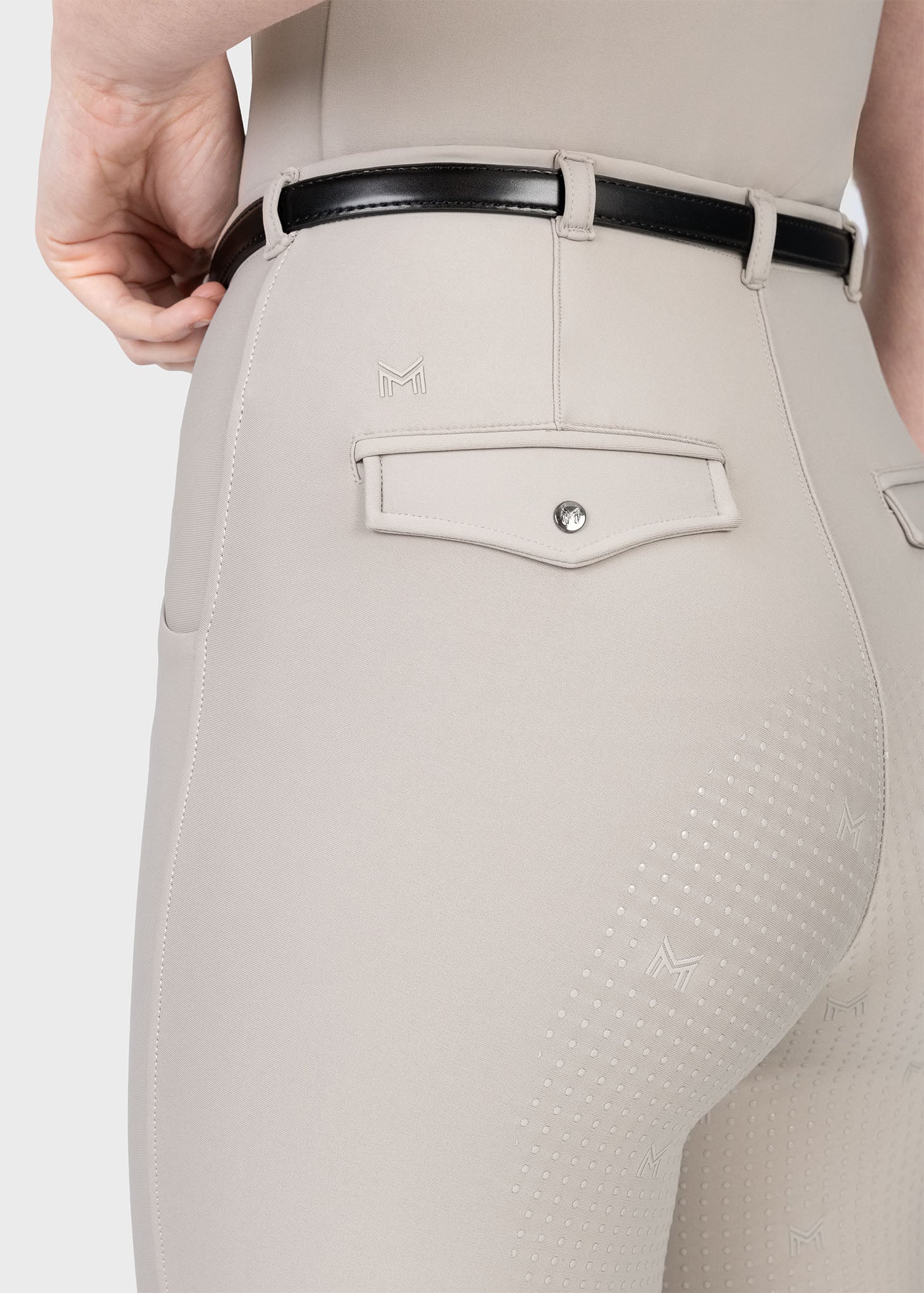 Velya Riding Leggings &amp; Belt - Soft Taupe/Gunmetal