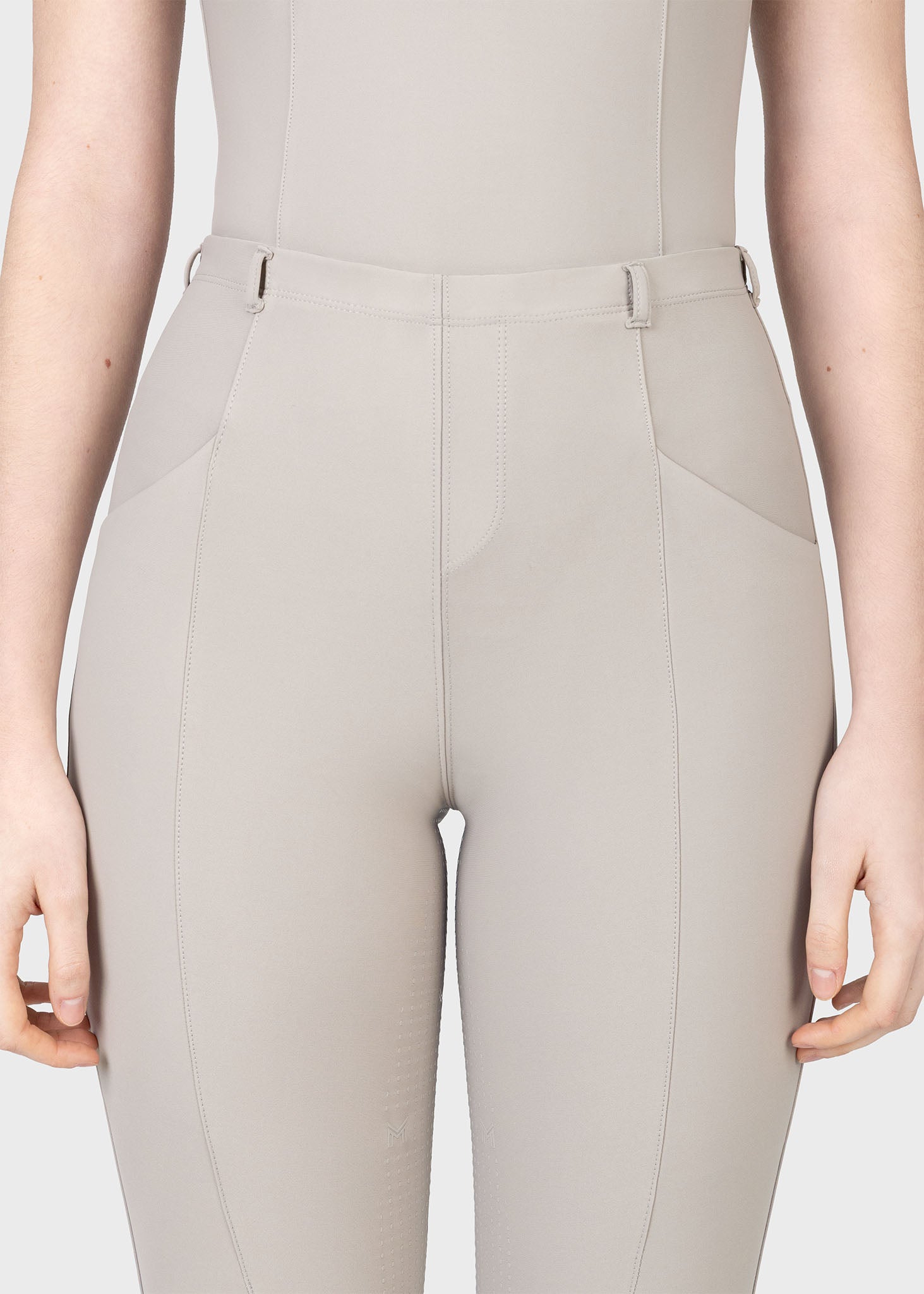 Velya Riding Leggings &amp; Belt - Soft Taupe/Gunmetal