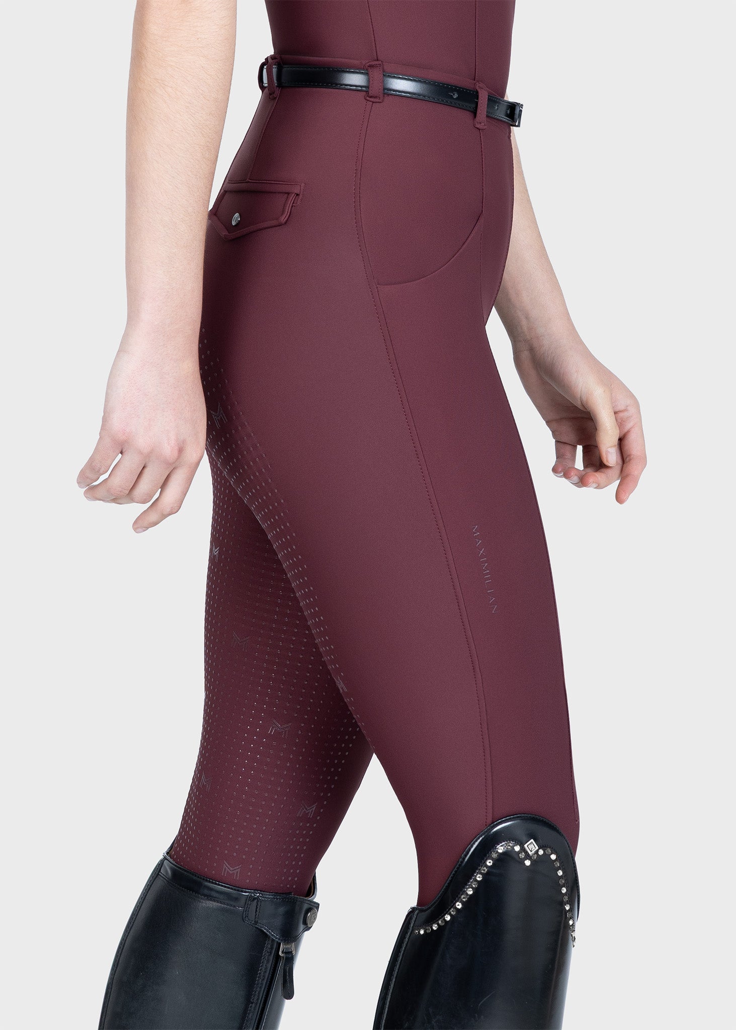Velya Riding Leggings &amp; Belt - Rosewood/Gunmetal