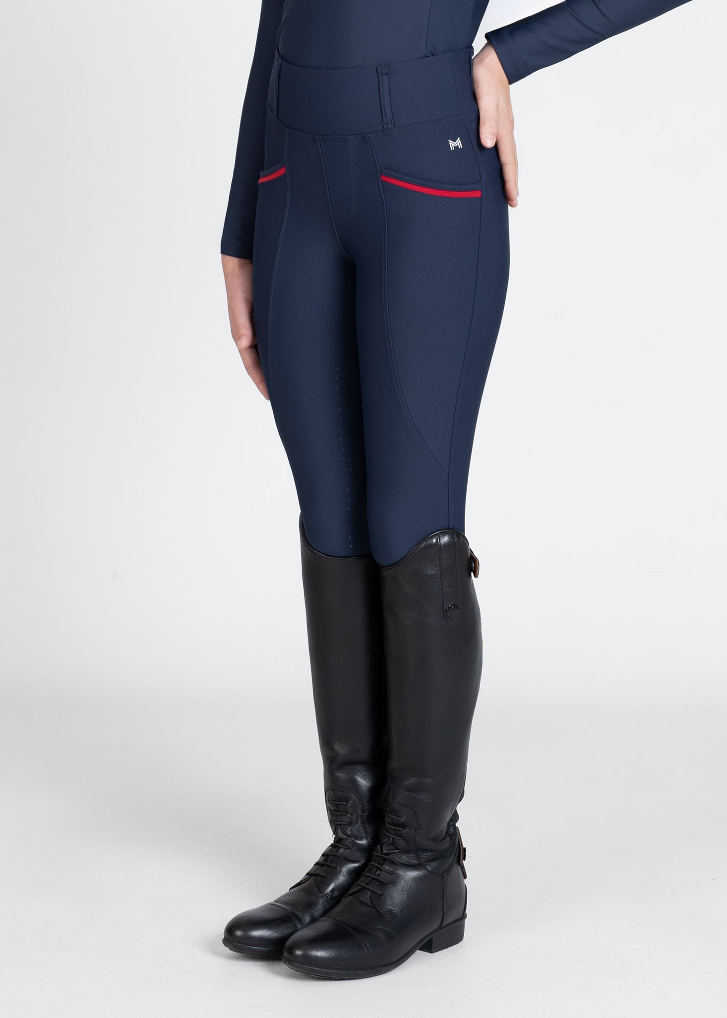 Young Riders - Pro Riding Leggings - Navy/Red