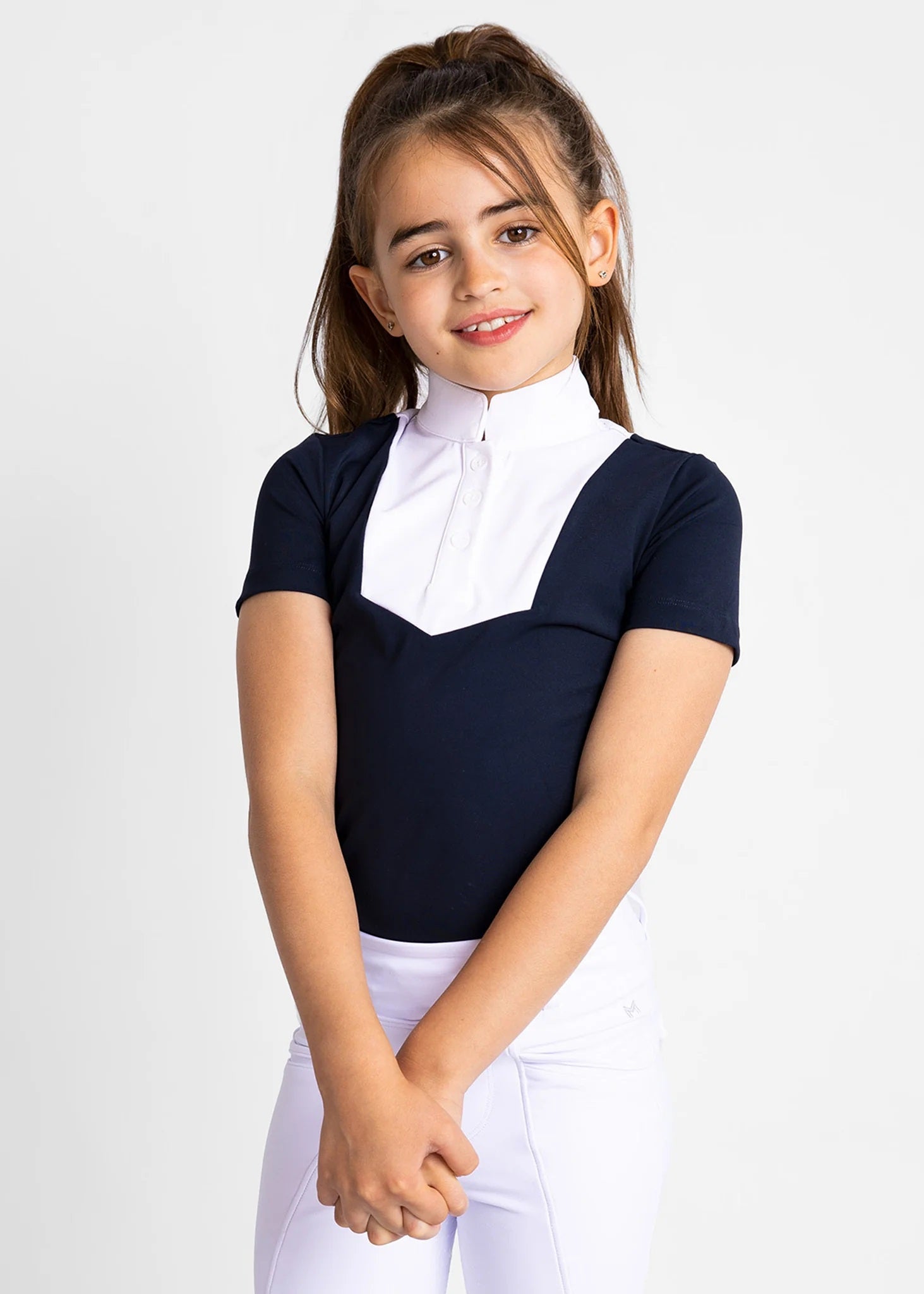 Young Riders Short Sleeve Sienna Show Shirt - Navy