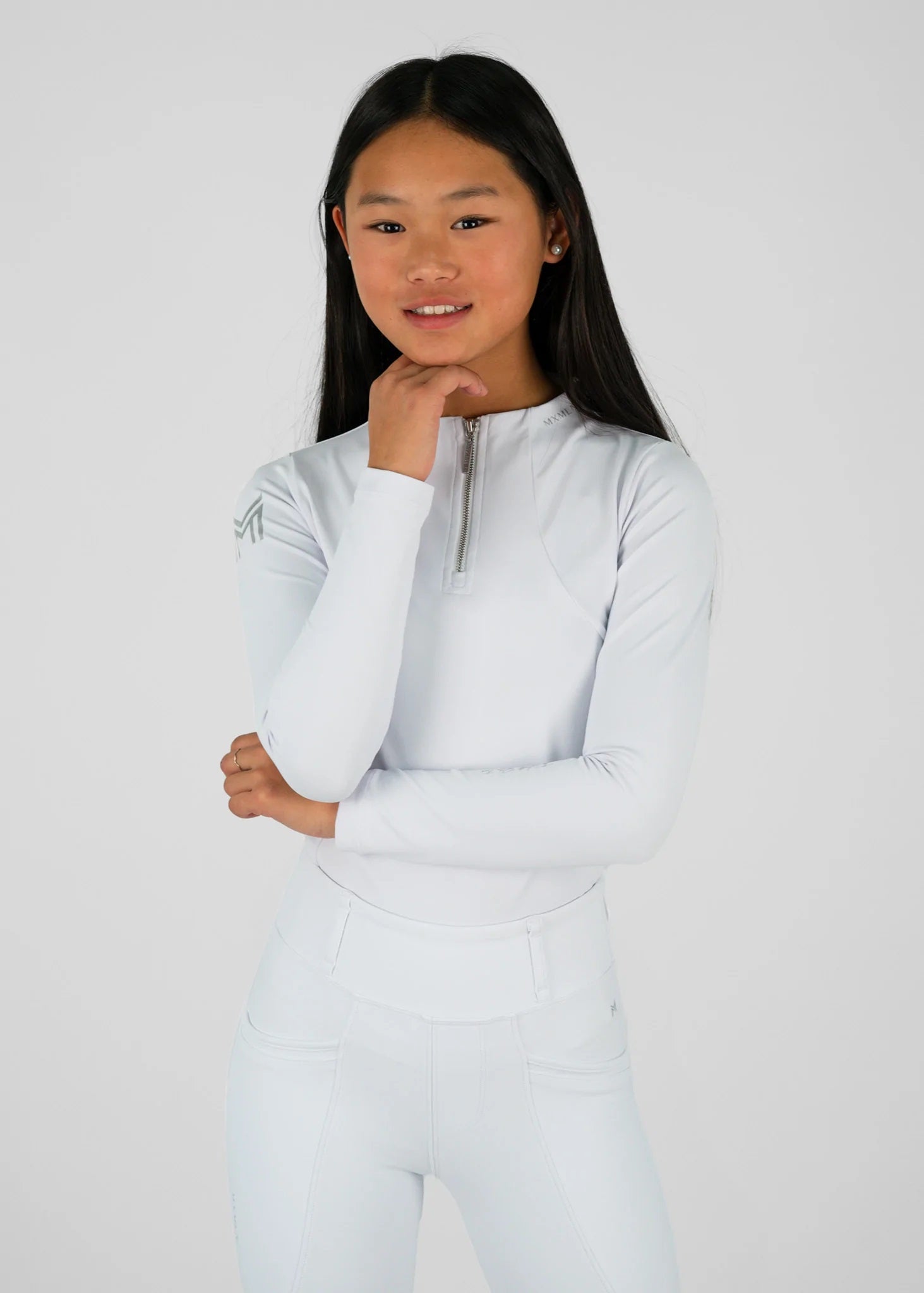 Young Riders - Long Sleeve Base Layer - White/Silver