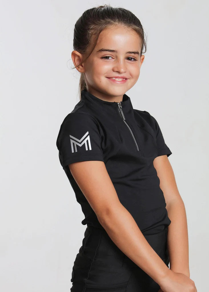Young Riders - Short Sleeve Base Layer - Black/Silver